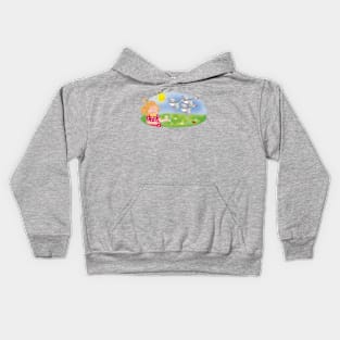 Cartoon flying geese And little girl Kids Hoodie